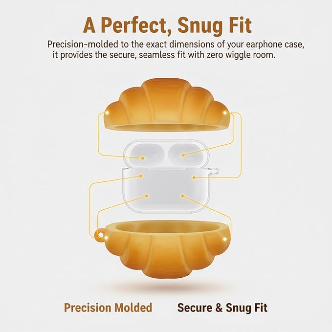 for Airpods Pro 3 Case 2025,Cute 3D Kawaii Croissant Design for Air pod Pro 3 Cover with Keychain Shockproof Protective Soft Silicone Case for Airpods Pro 3 Gen for Girls Women Teens Boys