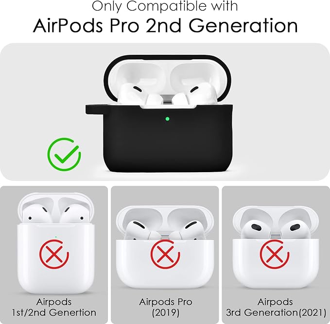 Case for Airpods Pro 1st 2nd Generation - VISOOM Airpods Pro 1/2 Cases Cover Women Silicone iPod Pro 2 Earbuds Wireless Charging Case Girl Bling Keychain for Apple Airpod Gen Pro 2