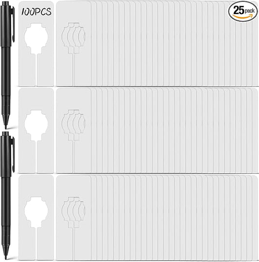 Blulu 25 Pack Closet Rack Dividers Rectangular with Marker Pen White Clothing Hanger Dividers Writable and Reusable for Sorting Clothing Size, Color