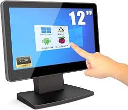 ANGEL POS 12” Touch Screen Monitor, 1366×768 HD POS Display with HDMI & VGA, Splash-Resistant Front, Adjustable Metal Stand, Ideal for Customer Display, Checkout Counter, or POS Terminal - Image 1