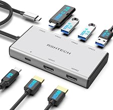 RSHTECH 7-in-1 USB C Hub 2 HDMI 4K@60Hz, Docking Station Dual Monitor - Image 1