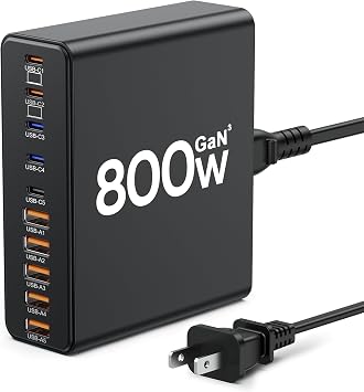 800W USB C Charger Block,10-Port GaN Charging Station