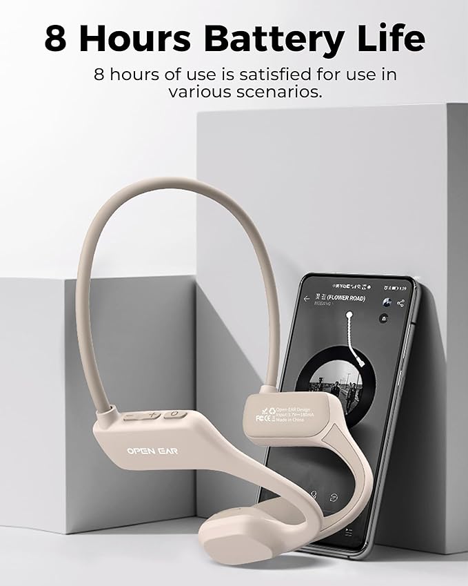 UltraComfort Open-Ear Bone Conduction Headphones - Wireless Bluetooth 5.3 Headsets, IPX5 Waterproof, 8H Playtime, Glasses-Friendly Design for Sports & Daily Use