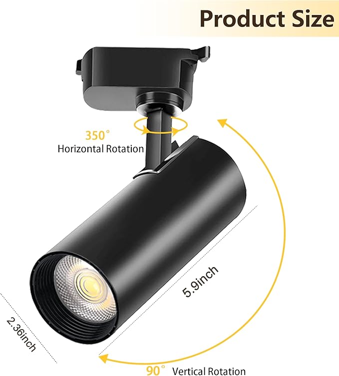 Super Brightness 25W 2000lm H Type LED Black Track Lighting Kit System，3000K Warm Light Dimmable Brightness，with 13 FT Track Rails, Ceiling Spotlight Fixture with Installation Package