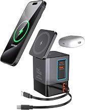 105W Retractable Charging Station, 6-in-1 GaN Charger with Dual 65W Cables
