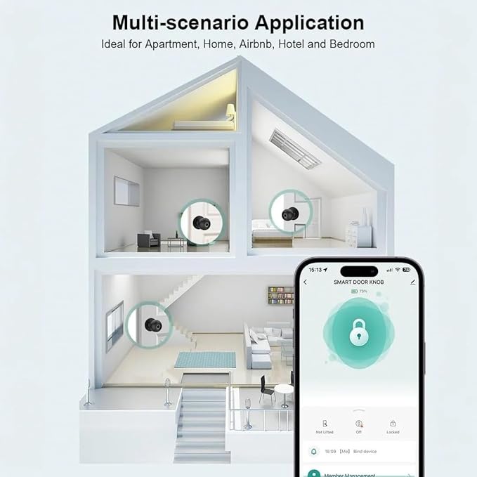 NexusLab Smart Fingerprint Door Lock, 0.5s Fast Fingerprint Scan, APP Remote Control, 3-in-1 Entry(Fingerprint/Key/App), for Home、Bedrooms、Office、Apartment、Garage(Matte Black)