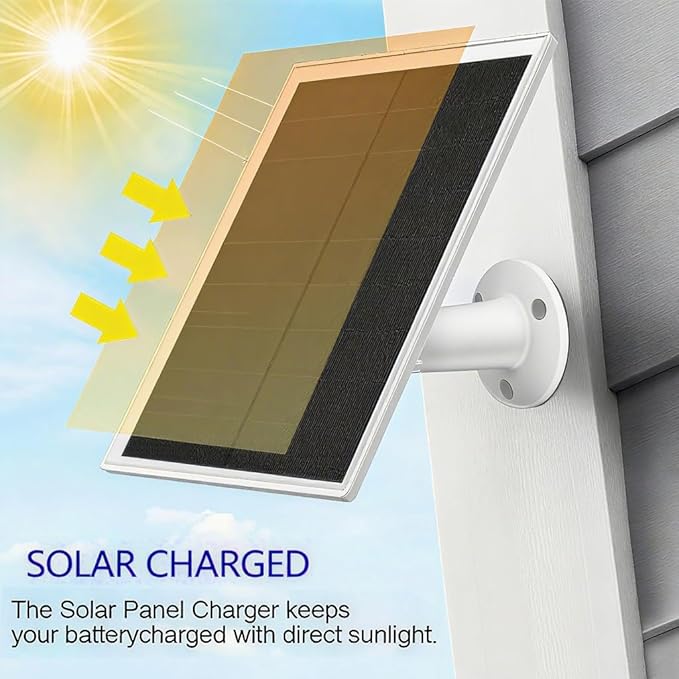 2 Packs Solar Panel for Ring Security Camera, Premium 5V USB Solar Panel Charger IP65 Waterproof, Compatible with Outdoor Rechargeable Battery Powered Cam, 9.8ft USB Cable, 360 Adjustable Bracket