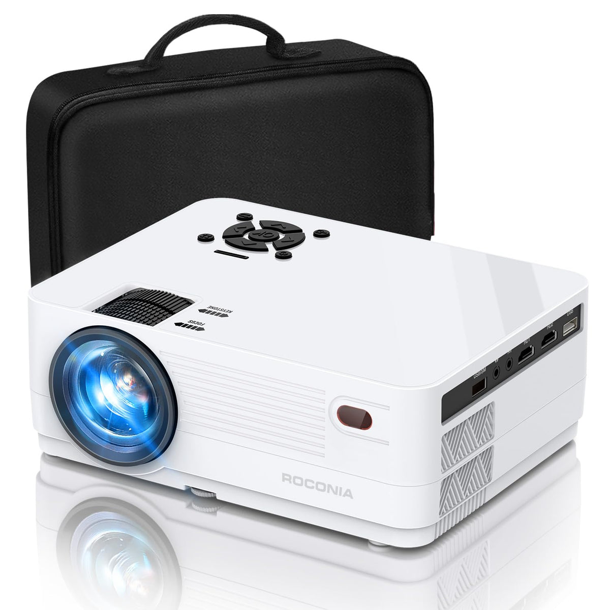 Roconia 5G WiFi Bluetooth Native 1080 Projector, 18000LM Full HD Movie Projector, 300" Display Support 4k Home Theater, Compatible with iOS/Android/XBox/PS4/TV Stick/HDMI/USB (White)