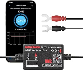 BM2 Bluetooth Battery Monitor 12V Car Battery Tester for Lead Acid Battery, LowVolt Alarm for All 12 Volts Solar Power Systems/RVs/Motorcycles/Boats/Cars Compatible with iPhone and Android - Image 1