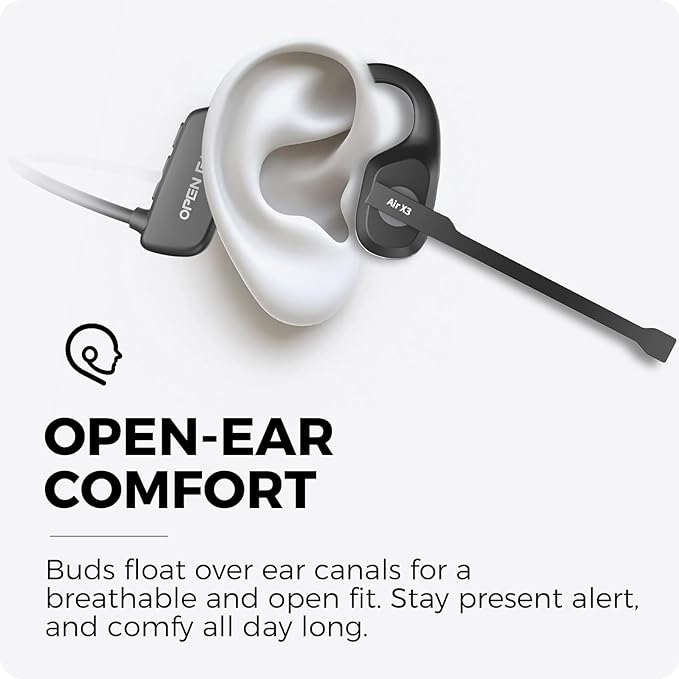 Open Ear Headphones with Mic, 32g Bluetooth Headset with Microphone, Dual Connect Bluetooth 6.0 with Noise Cancelling Mute Function, Wireless Headset with Mic for Sports,Work, Drivers, Call Centre
