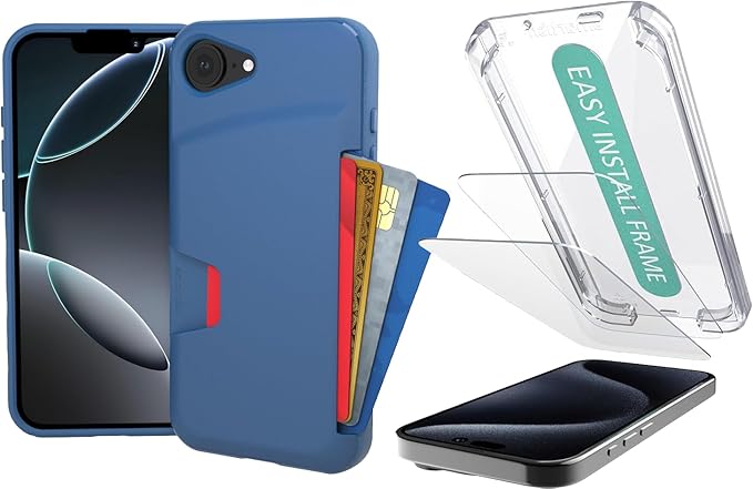 Smartish iPhone 17e/16 Wallet Case + 2-Pack Tempered Glass Screen Protector Bundle
