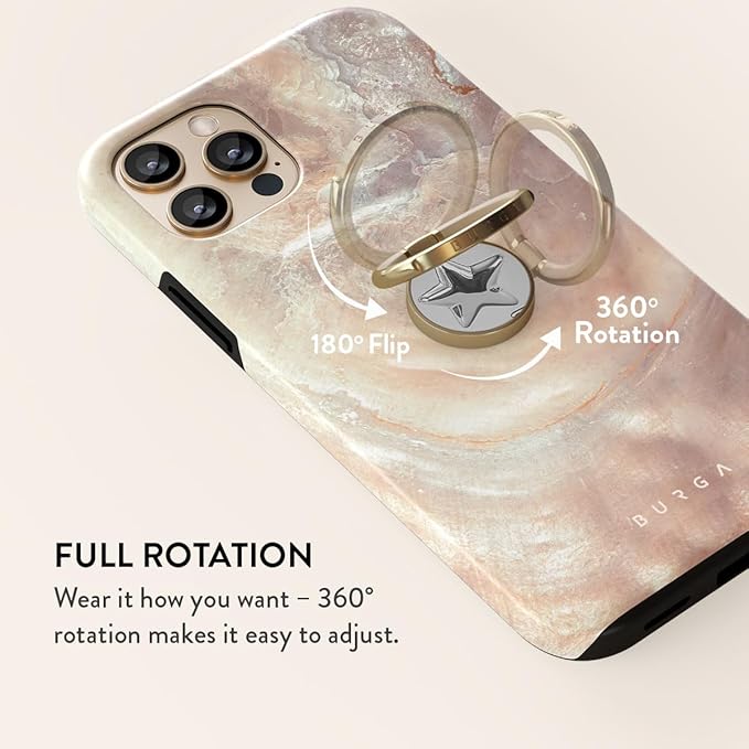 BURGA Cell Phone Ring, Holder Grip and Stand - Finger Phone Grip for Back of Smartphone Case, Kickstand 360 Rotation, Universal Ring for iPhone Samsung Galaxy Huawei Google Pixel, Stylish Accessories