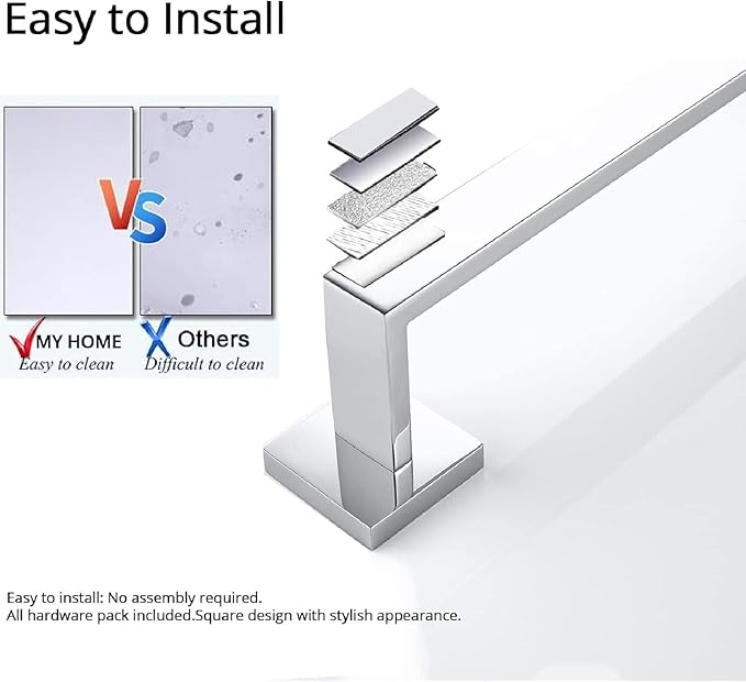 Towel Holder, 304 Stainless Steel Towel Racks for Bathroom, Premium Hand Towel Holder Wall Mounted, Includes Wall Mounting Hardware, Rustproof (40cm)