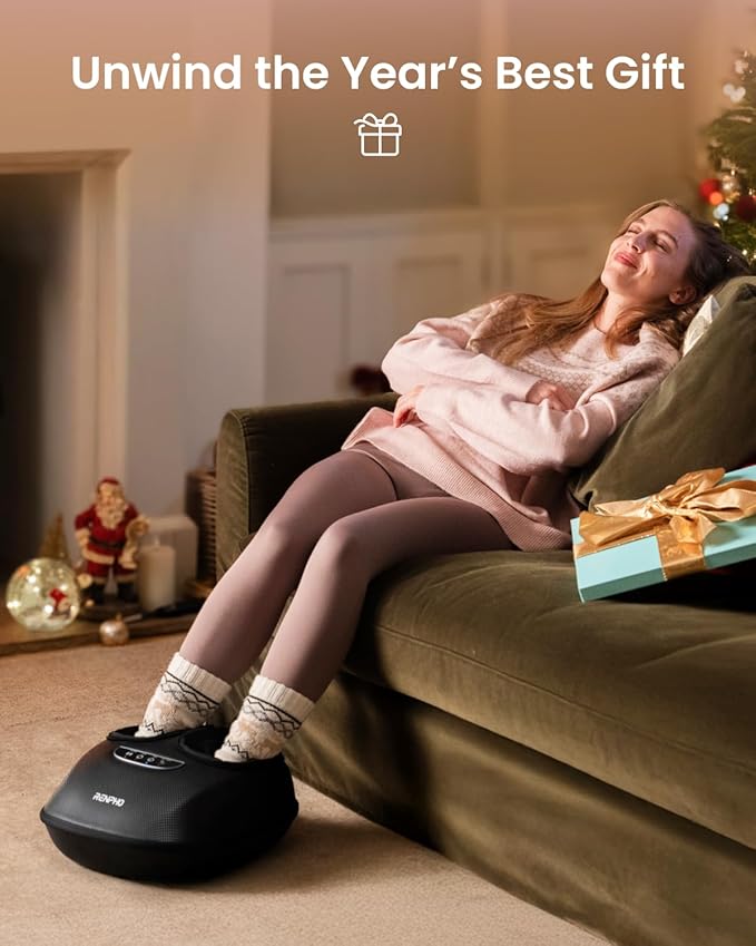 RENPHO Foot Massager with Heat, 3 Air Compression Modes & Levels, Full-Foot Kneading Shiatsu Foot Massage for Plantar Fasciitis & Neuropathy, Christmas Gifts for Women Men Size up to 13
