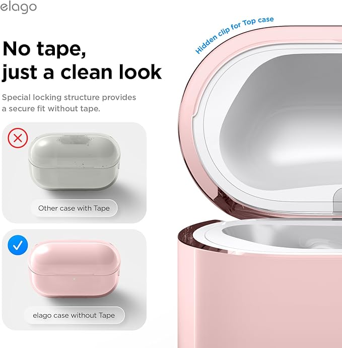 elago Clear Case Compatible with AirPods Pro 3 Case Clear Cover - Lanyard Included, Strap Included, Reduced Yellowing, Shockproof, Full Protection, Soft TPU (Lovely Pink)