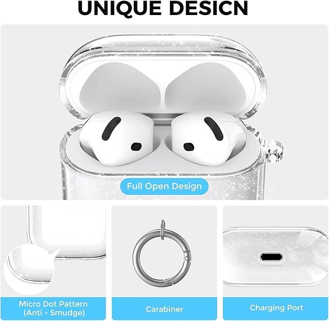 AhaStyle Clear Airpods 4 Case Cover with Cleaning Kit [Anti-Yellowing] Soft TPU Protective Covers Skin Designed for Apple AirPods 4th Generation 2024 Support USB-C Charging Case and Wireless Charging