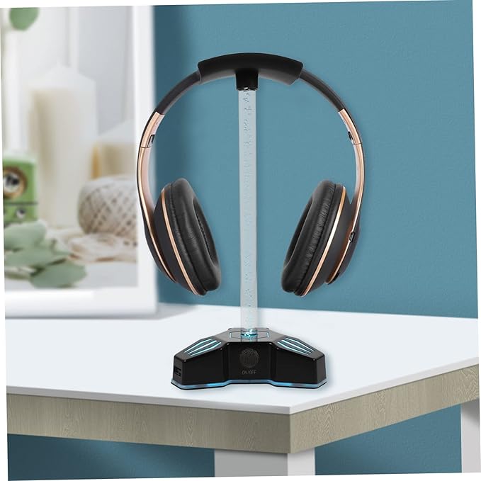 RGB Headphone Stand USB Port 7.1 Surround Sound Gaming Headset Holder Multi-Functional Desktop Display for Teen Boys Creative Desk Accessory