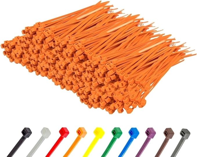 GTSE 4 Inch Orange Zip Ties, 1,000 Bulk Pack, 18lb Strength, UV Resistant Small Nylon Cable Ties, Self-Locking 4" Tie Wraps