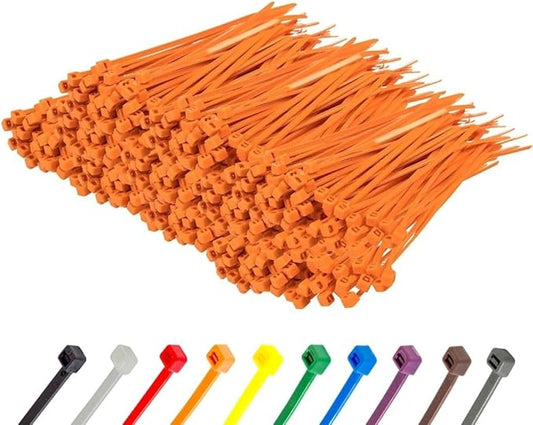 GTSE 4 Inch Orange Zip Ties, 1,000 Bulk Pack, 18lb Strength, UV Resistant Small Nylon Cable Ties, Self-Locking 4" Tie Wraps