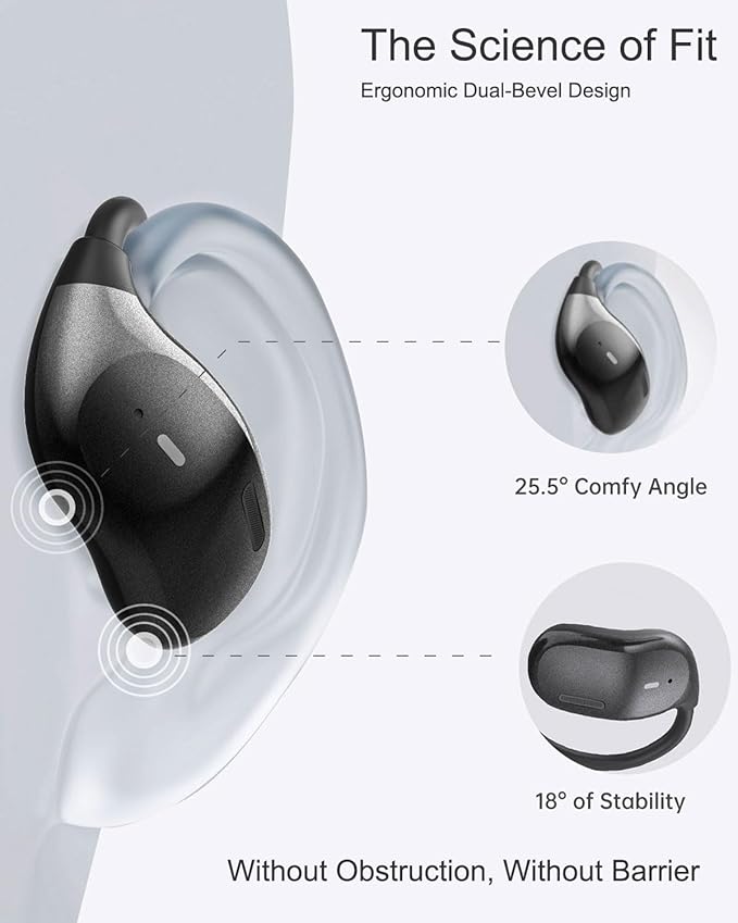 NEW OpenFit Air Bone Conduction Headphones Only 0.23 OZ Open Ear Earbuds , Wireless Earbuds with HD Clear Calls, Ear Buds with 72 Hours of Playtime, Secure Earhooks Earphones for Sports, Fitness, TV