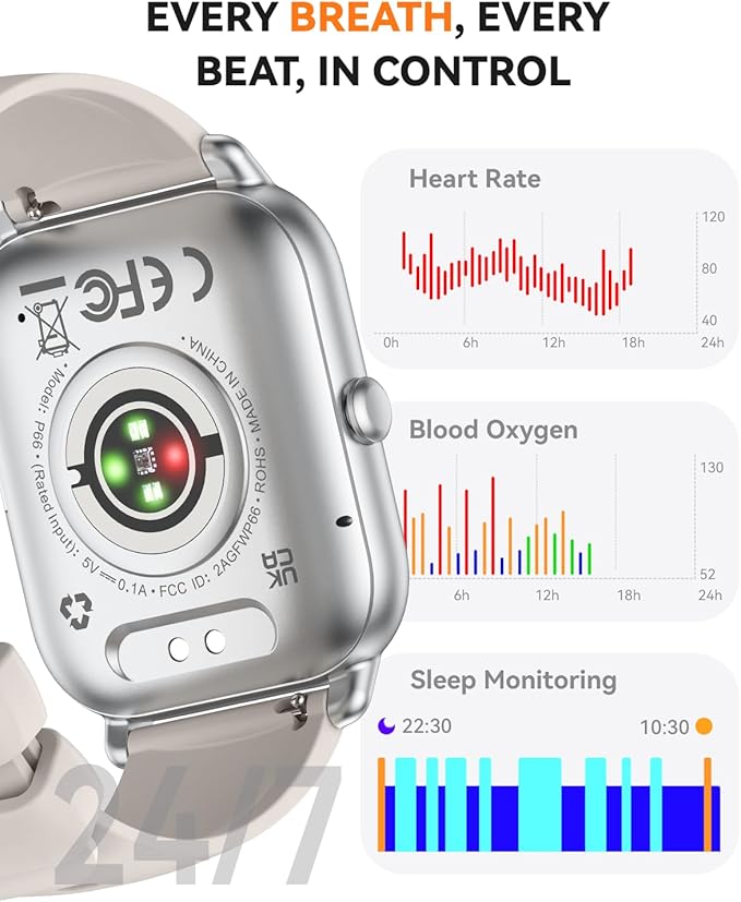 Smart Watches for Men Women(Answer/Make Call), Fitness Tracker Watch with Activity Counter/Sleep Monitor/ 110+ Sports Modes,Smart Watch for Android iPhone iOS Compatible (Starlight, 1.83)