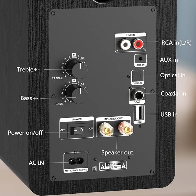 LONPOO 100W Hi-Fi Powered Bookshelf Speakers - Bluetooth 5.3 Active Monitors with 1" Silk Tweeter & 4" Aluminum Woofer, DSP Audio Optimization for TV, Record Player & Home Theater