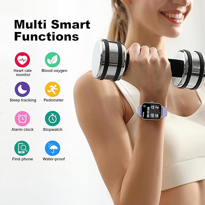 Smart Fitness Tracker Watch with Heart Rate Monitor, Activity Tracker with Pedometer, Sleep Monitor, Calories & Step Counter, Waterproof Smart Watch for Women Men Fitness Watch for Sports