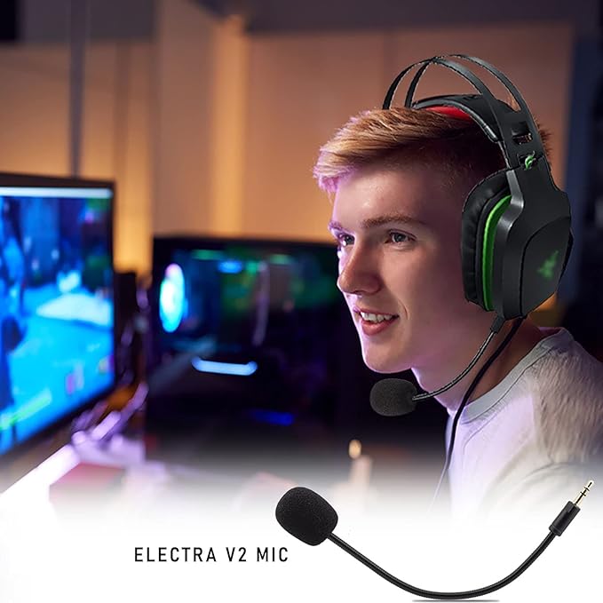 Electra V2 Mic Replacement, Replaceable 3.5mm Game Microphone Gooseneck Mic Boom for Razer Electra V2 USB 7.1 Surround Sound Gaming PS4 Xbox One Nintendo Switch Computer PC Headphones Headsets