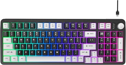 96% Wired Gaming Keyboard, Creamy Quiet Keyboard with Volume Knob - Image 4