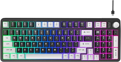 96% Wired Gaming Keyboard, Creamy Quiet Keyboard with Volume Knob - Image 5