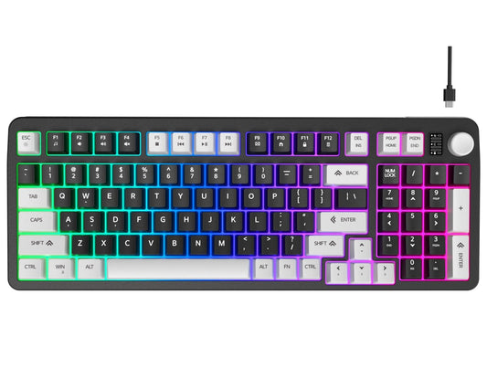 96% Wired Gaming Keyboard - Creamy Quiet Keyboard with Volume Knob