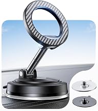 NeverDrop Car Mount for MagSafe [2 Bases for Any Surface | 118+LBS Ultra Grip | 2400gf Strong Magnetic] 360° Adjustable Car Phone Holder, Phone Holders for Your Car for All Smartphones, Carbon Fiber - Image 1