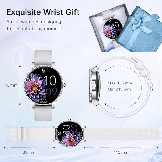 Efolen Smart Watches for Women Answer/Make Call,1.27" HD Fitness Tracker for Android iPhone,Heart Rate SpO2 Sleep Monitor,IP68 Waterproof Digital Watch,100+ Sports Activity Trakcer Silver