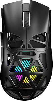 Aula SC620 Wireless Gaming Mouse, Tri-Mode 2.4GHz/USB-C/BT5.3 Computer Mouse with 12000 DPI, Programmable Macro Gamer Mouse with Rapid Fire Key, RGB Light Gaming Mice for PC/Laptop/Mac(Black)