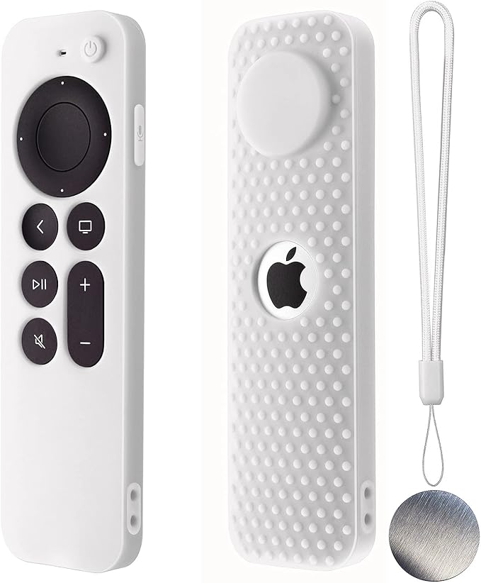 Silicone Remote Case for Apple TV 4K 2nd Gen 2021 Siri Remote Anti-Slip Durable Silicone Cover Magnetic Protective Sleeve Shockproof Remote Case(White)