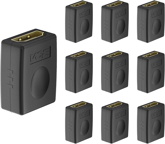 VCE HDMI Coupler HDMI Female to Female Connector 3D 4K Extension Adapter Compatible with PCs and Xbox One，Wall-Mounted TVs and TV Sticks, 10-Pack