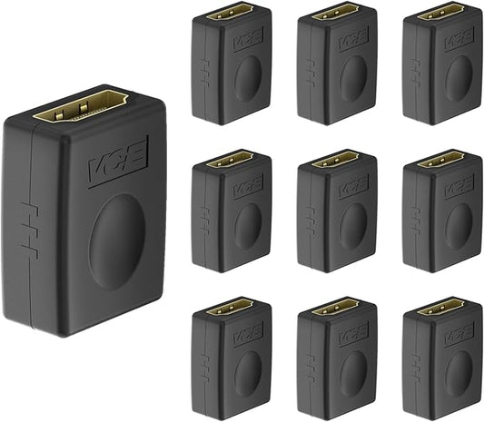 VCE HDMI Coupler HDMI Female to Female Connector 3D 4K Extension Adapter Compatible with PCs and Xbox One，Wall-Mounted TVs and TV Sticks, 10-Pack