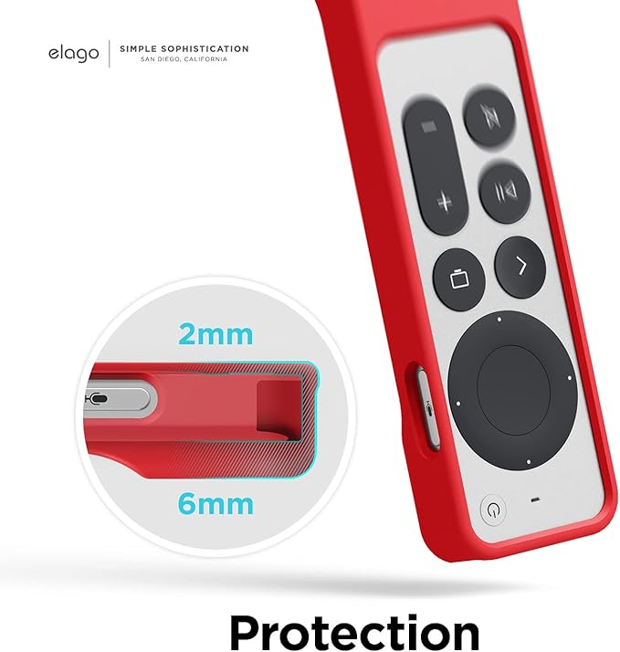 elago R1 Case Compatible with 2022 Apple TV 4K Siri Remote 3rd Gen, Compatible with 2021 Apple TV Siri Remote 2nd Gen- Magnet Technology, Lanyard Included, Full Access to All Functions [Red]