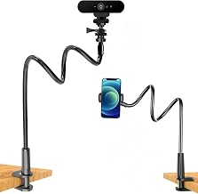 JCWINY Webcam Mount, Webcam Stand for Desk Flexible Gooseneck Computer Camera Stand Arm Clamp with Phone Holder Compatible with Logitech C930e C930 C920 C922x C922 Brio 4K C925e C615 - Image 1
