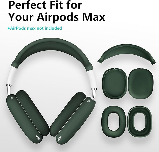 Filoto Case for AirPods Max - Ear Pad & Headband Cover for Apple AirPods Max (USB-C/Lightning), Silicone Accessory Case (Midnight Green)