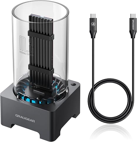 GRAUGEAR USB4 M.2 SSD Docking Station, 40Gbps External NVMe SSD Enclosure with Built-in Cooling Fan, UASP Trim Support, Compatible with Thunderbolt 4/3, ASM2464PD Chip