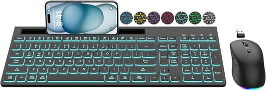 Wireless Keyboard and Mouse Combo, 7 Backlit Effects, Light Up Letters - Image 1