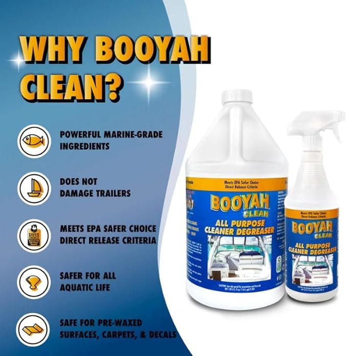Booyah Clean All Purpose Cleaner Degreaser – Removes Grime, Stains, Fish Blood, Oil, Grease, Black Streaks, and Soot – Meets EPA Safer Choice Direct Release Criteria
