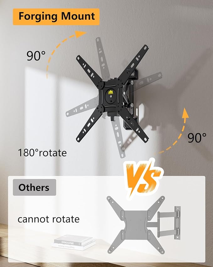 FORGING MOUNT Rotating TV Wall Mount for 13-49 Inch TVs Monitor,Vertical and Horizontal Extendable Corner Wall Mount, TV Bracket for Flat & Curved Screens, VESA 75x75mm to 300x300mm, Holds 55lbs