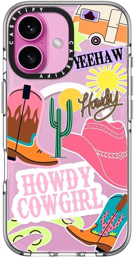 CASETiFY Clear iPhone 16 Case [Not Yellowing / 6.6 ft. 3X Military Grade Drop Protection/Compatible with Magsafe] - Howdy Cowgirl - Clear