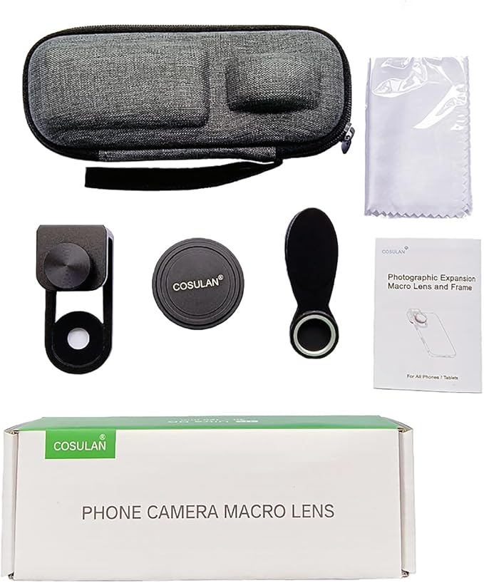 Professional 10X Macro Lens for Smartphones, 4K Ultra HD Glass Lens with Universal Clip, Lens Caps & Carrying Case, Fits iPhone, Samsung, Pixel, Android Phones