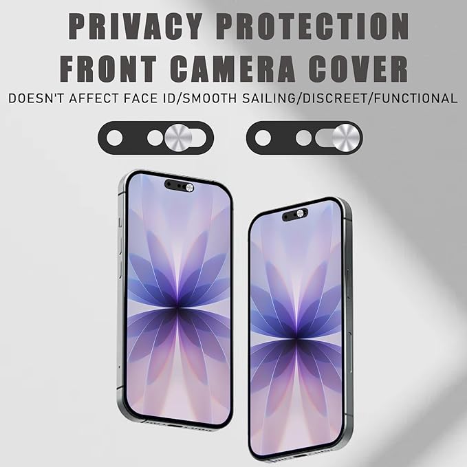 Front Camera Cover Compatible for iPhone 14Pro/14 Pro Max/15/15Plus/15Pro/15Pro Max,Protect Privacy and Security,Not Affect Face ID,Protect Privacy and Security,Not Affect Face ID,2 Pack-Silver