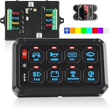 KISLED 8 Gang Switch Panel with RGB Button and Brightness Button for 5-Level Brightness Universal Automotive Circuit Control Relay Car Touch LED System Box, 2 Years Warranty - Image 1