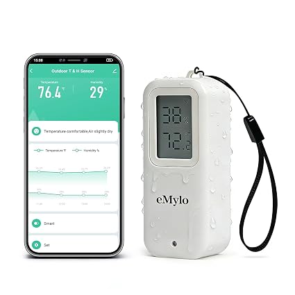 eMylo WiFi Thermometer Hygrometer, IP65 Waterproof Wireless Indoor Outdoor