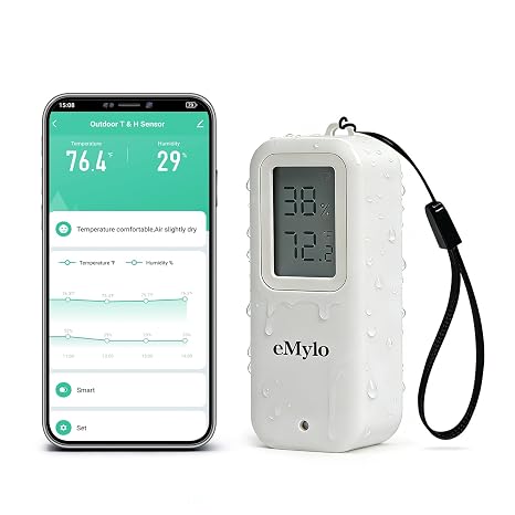 eMylo WiFi Thermometer Hygrometer, IP65 Waterproof Wireless Indoor Outdoor